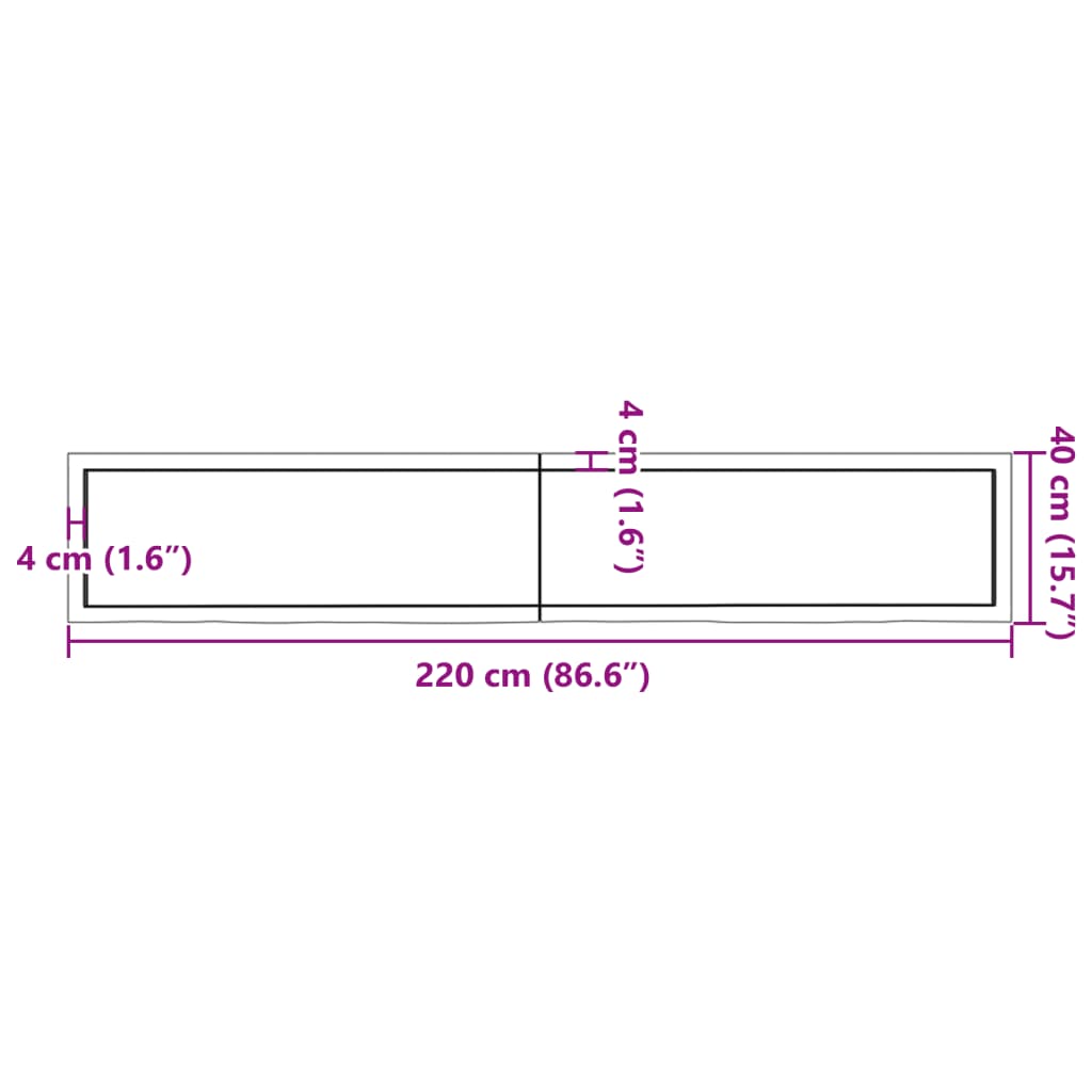 Wandregal Hellbraun 220x40x(2-4) cm Massivholz Eiche Behandelt - Pazzar.ch