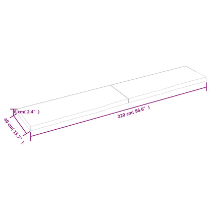 Wandregal Hellbraun 220x40x(2-6) cm Massivholz Eiche Behandelt - Pazzar.ch