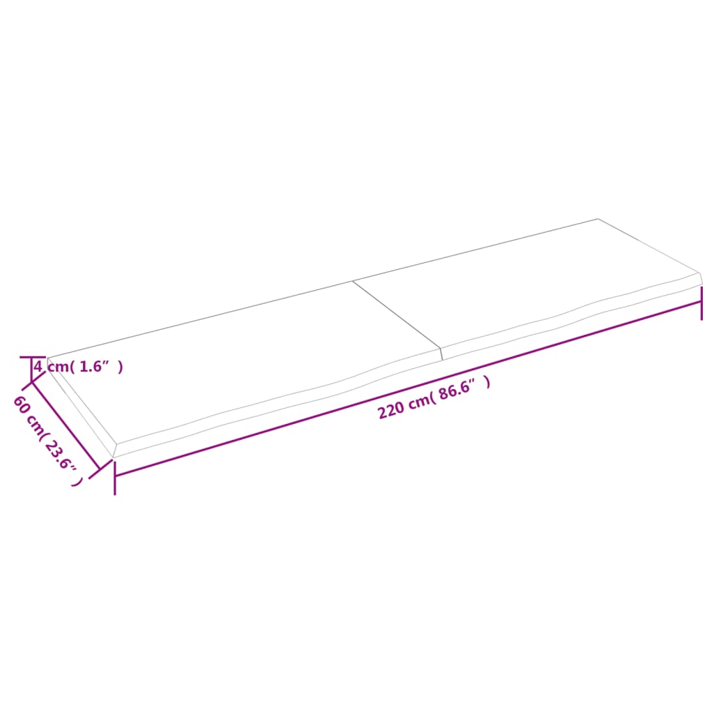 Wandregal Hellbraun 220x60x(2-4) cm Massivholz Eiche Behandelt - Pazzar.ch