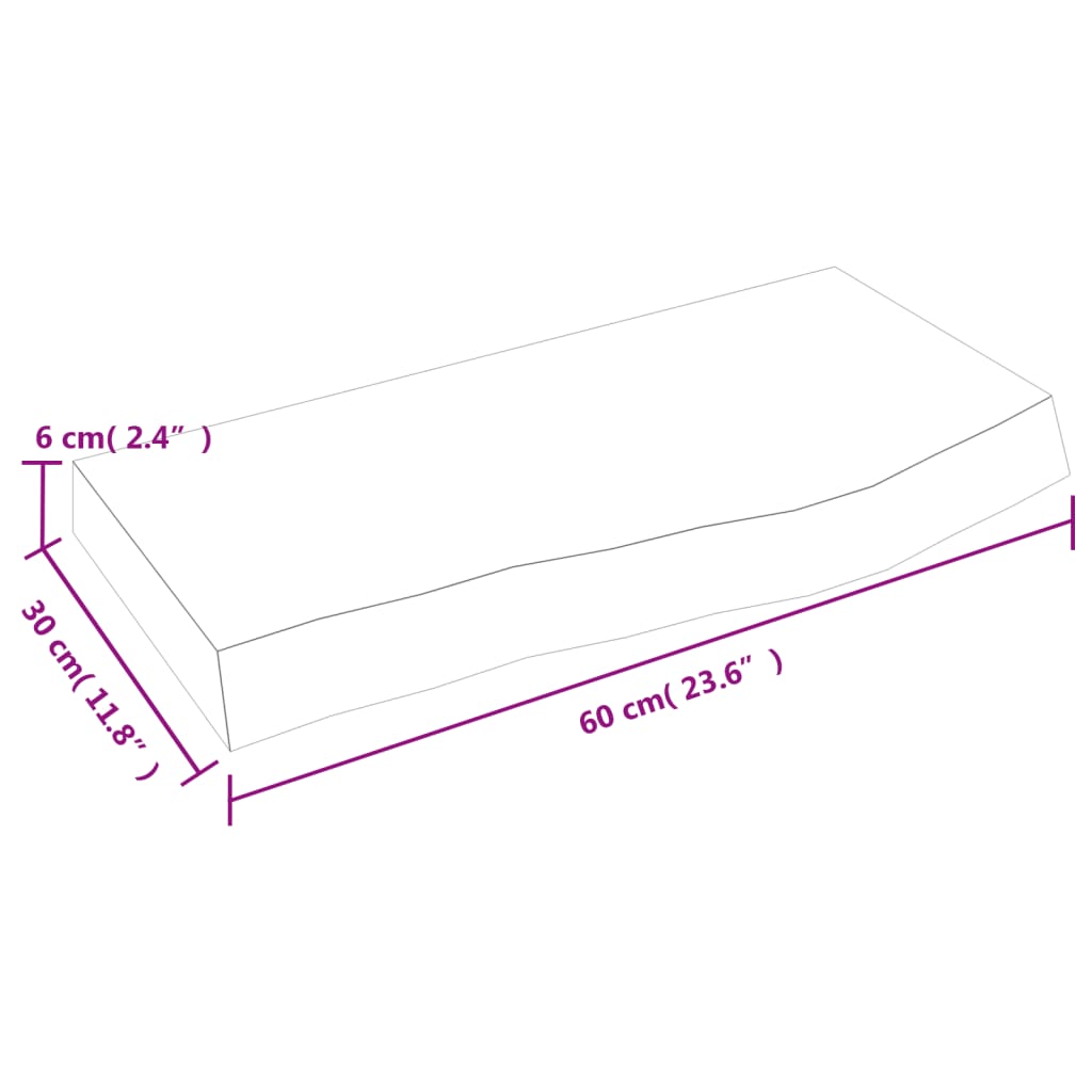 Wandregal Dunkelbraun 60x30x(2-6) cm Massivholz Eiche Behandelt