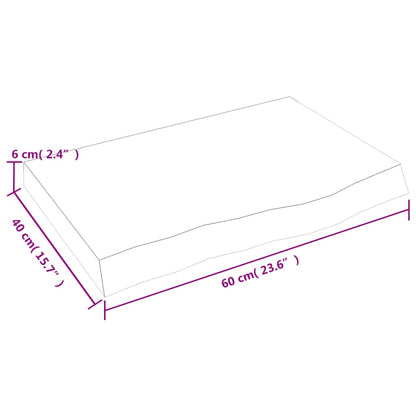 Wandregal Dunkelbraun 60x40x(2-6) cm Massivholz Eiche Behandelt - Pazzar.ch