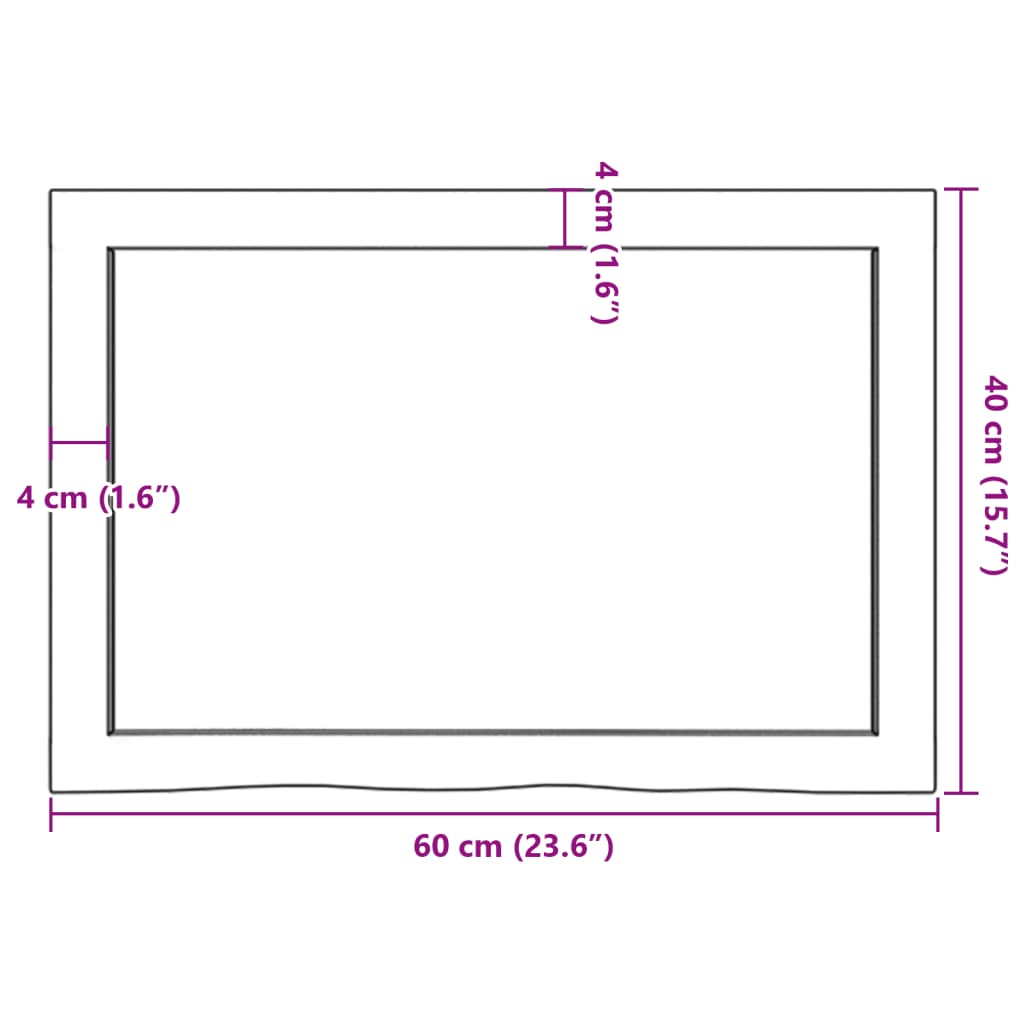 Wandregal Dunkelbraun 60x40x(2-6) cm Massivholz Eiche Behandelt