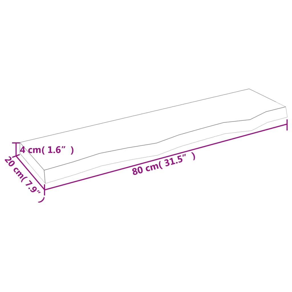 Wandregal Dunkelbraun 80x20x4 cm Massivholz Eiche Behandelt