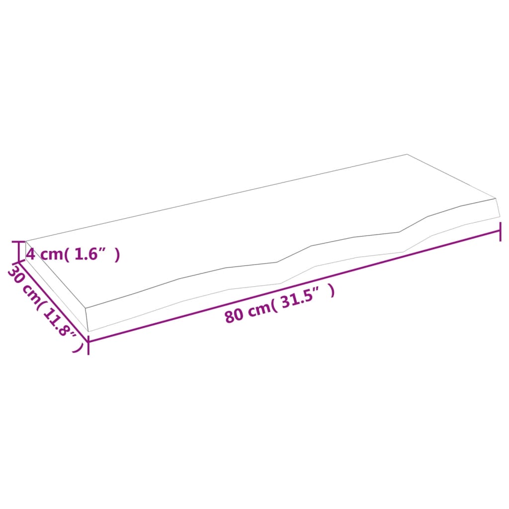 Wandregal Dunkelbraun 80x30x(2-4) cm Massivholz Eiche Behandelt - Pazzar.ch