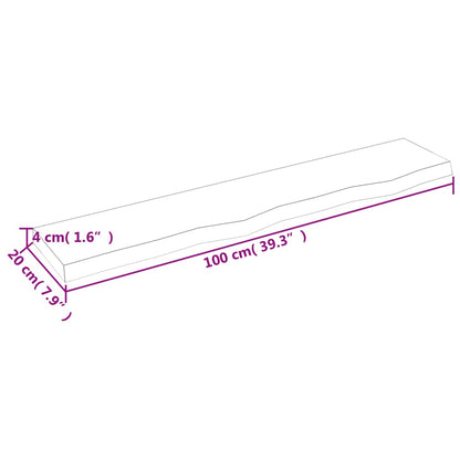 Wandregal Dunkelbraun 100x20x4 cm Massivholz Eiche Behandelt - Pazzar.ch