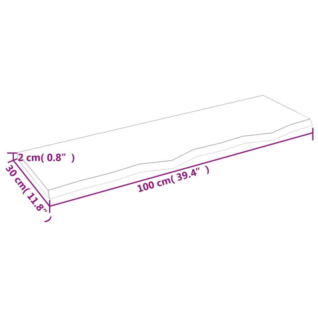 Wandregal Dunkelbraun 100x30x2 cm Massivholz Eiche Behandelt