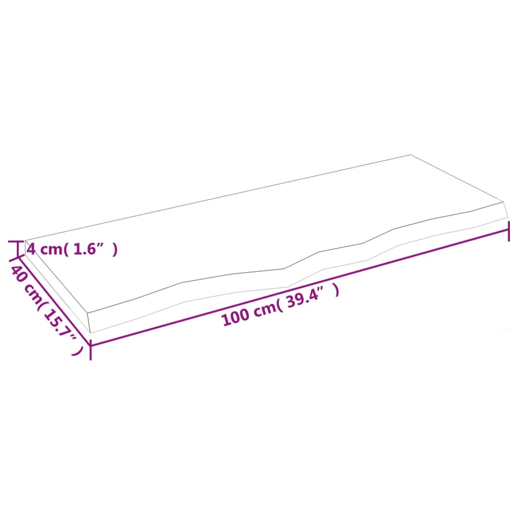 Wandregal Dunkelbraun 100x40x(2-4)cm Massivholz Eiche Behandelt - Pazzar.ch