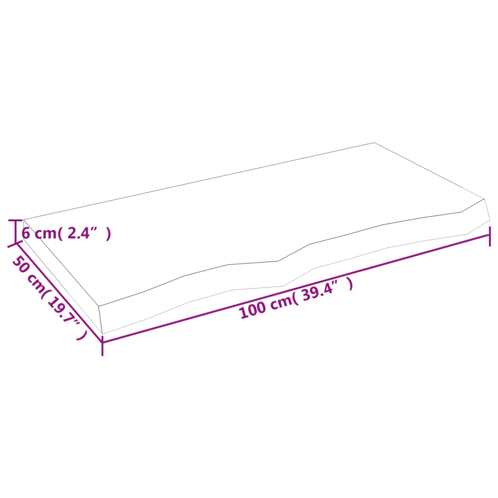 Wandregal Dunkelbraun 100x50x(2-6)cm Massivholz Eiche Behandelt - Pazzar.ch