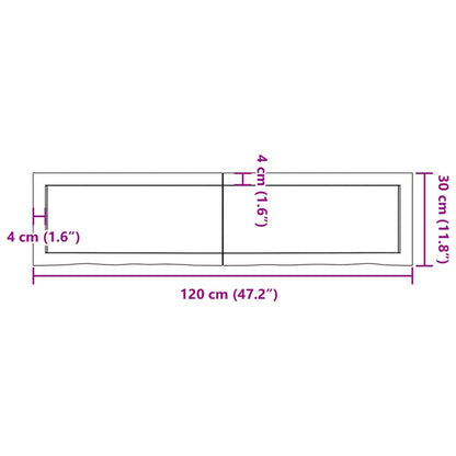 Wandregal Dunkelbraun 120x30x(2-6)cm Massivholz Eiche Behandelt - Pazzar.ch