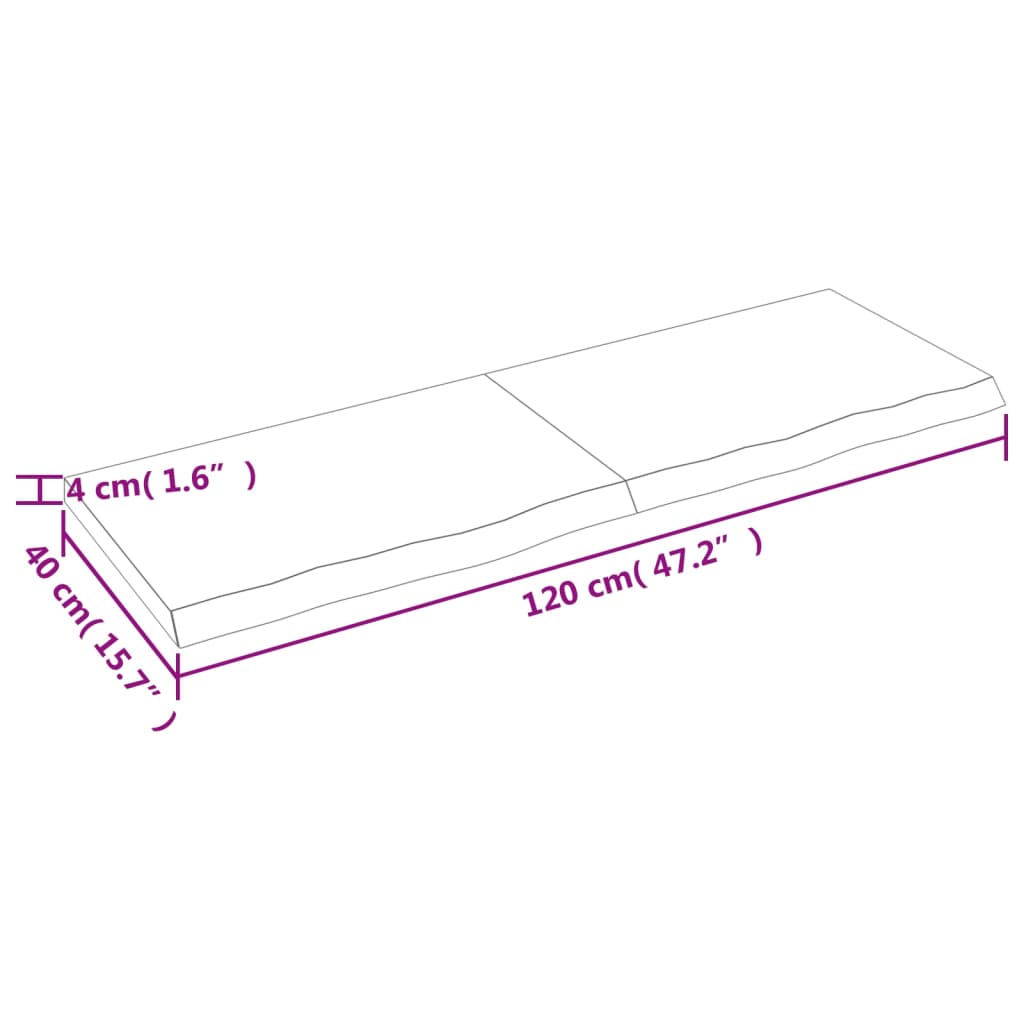 Wandregal Dunkelbraun 120x40x(2-4)cm Massivholz Eiche Behandelt - Pazzar.ch