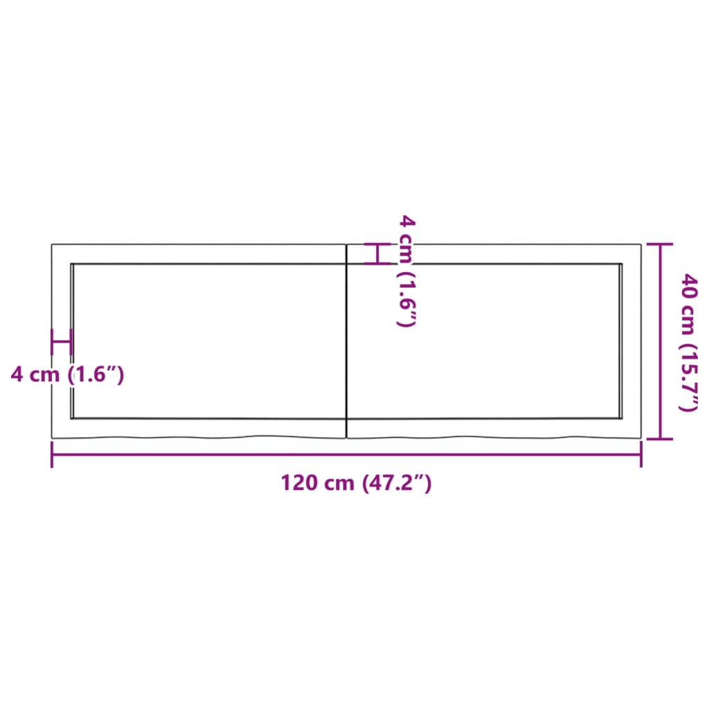 Wandregal Dunkelbraun 120x40x(2-4)cm Massivholz Eiche Behandelt - Pazzar.ch