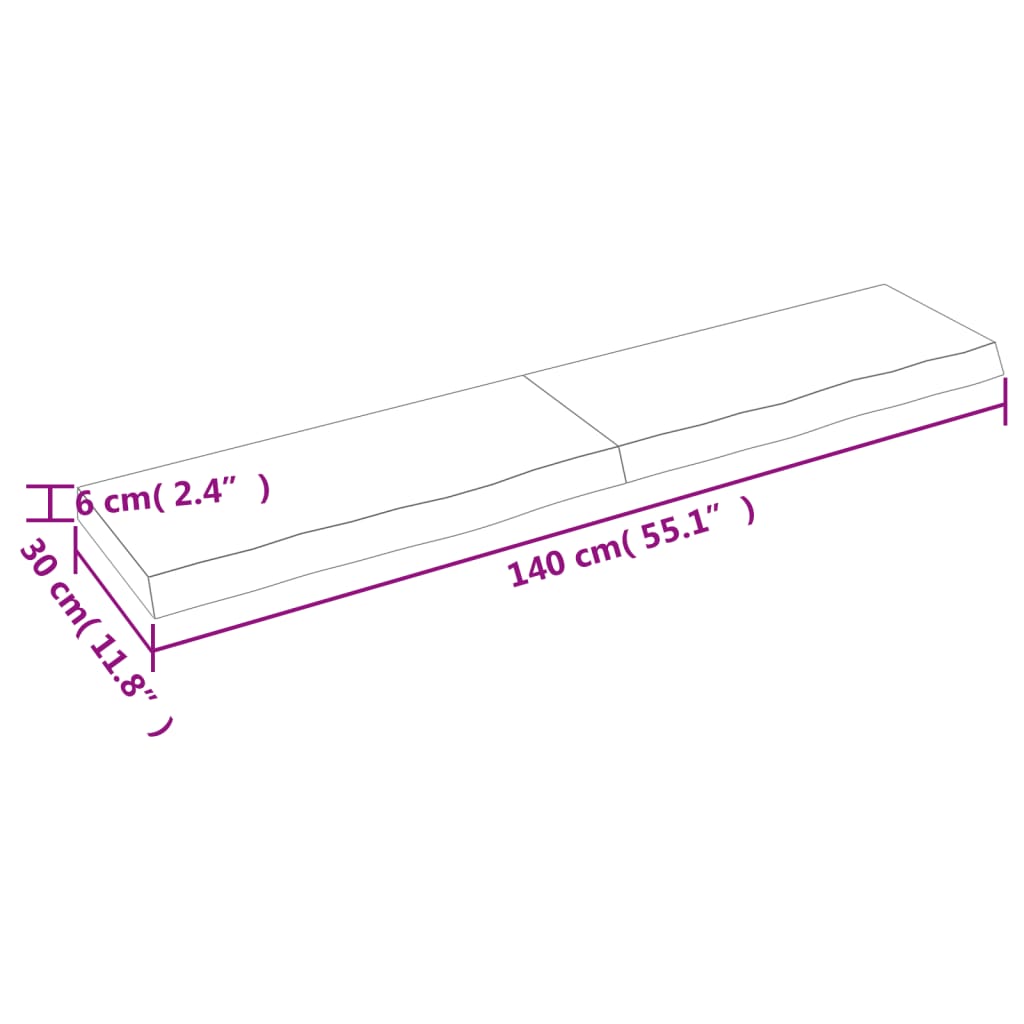 Wandregal Dunkelbraun 140x30x(2-6)cm Massivholz Eiche Behandelt - Pazzar.ch