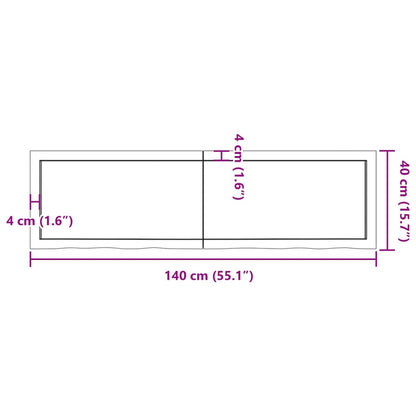 Wandregal Dunkelbraun 140x40x(2-4)cm Massivholz Eiche Behandelt - Pazzar.ch