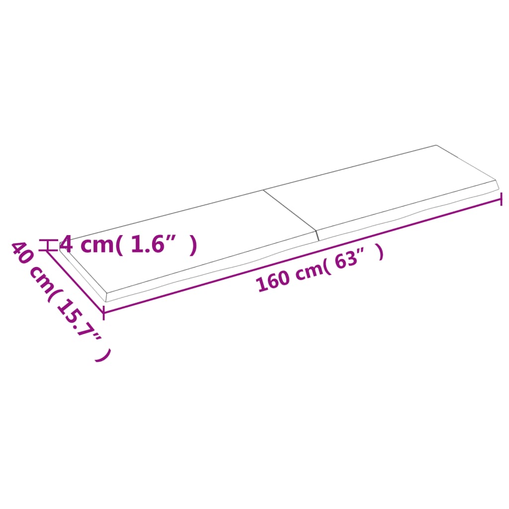 Wandregal Dunkelbraun 160x40x(2-4)cm Massivholz Eiche Behandelt