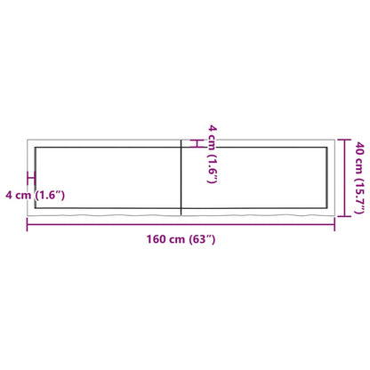 Wandregal Dunkelbraun 160x40x(2-6)cm Massivholz Eiche Behandelt - Pazzar.ch