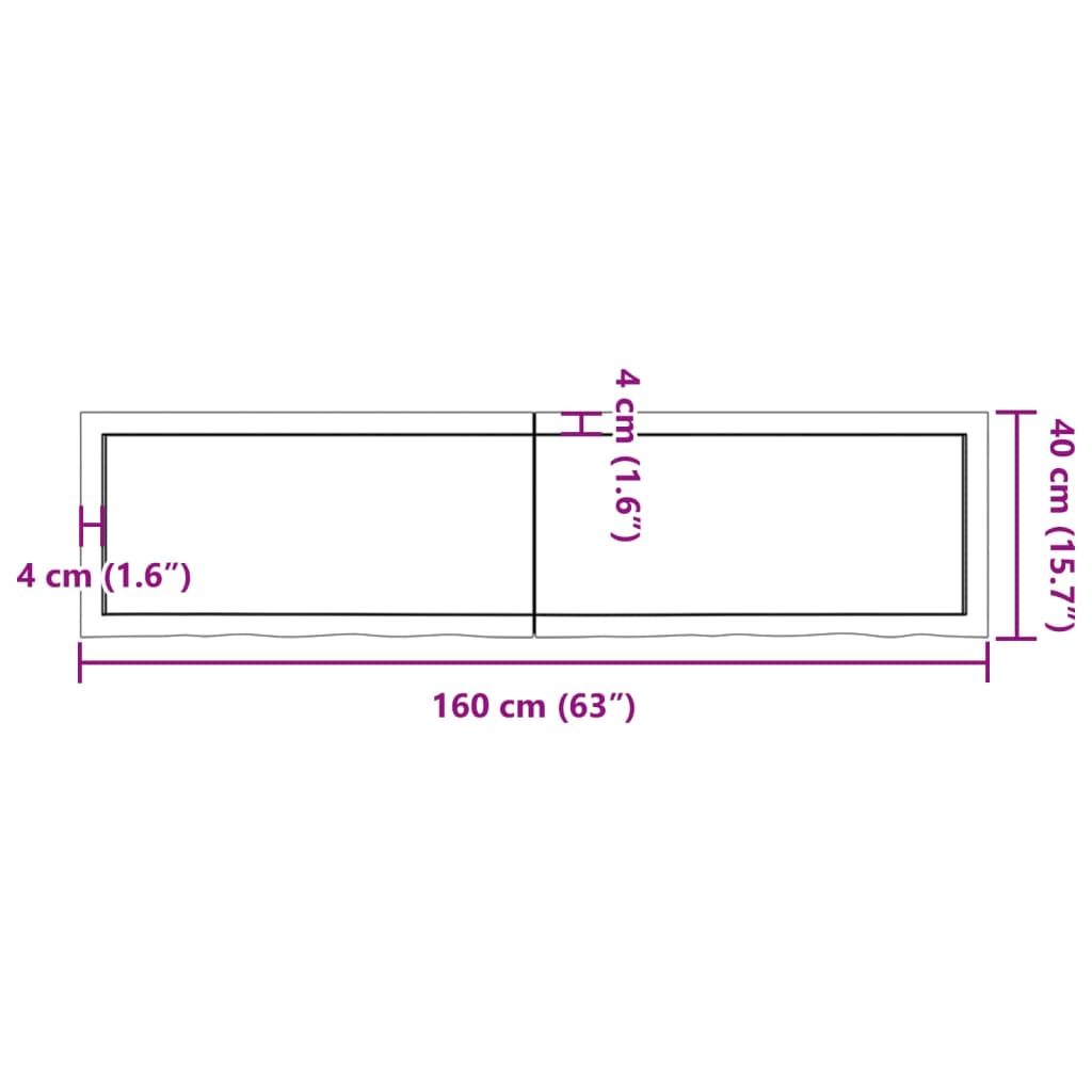 Wandregal Dunkelbraun 160x40x(2-6)cm Massivholz Eiche Behandelt - Pazzar.ch