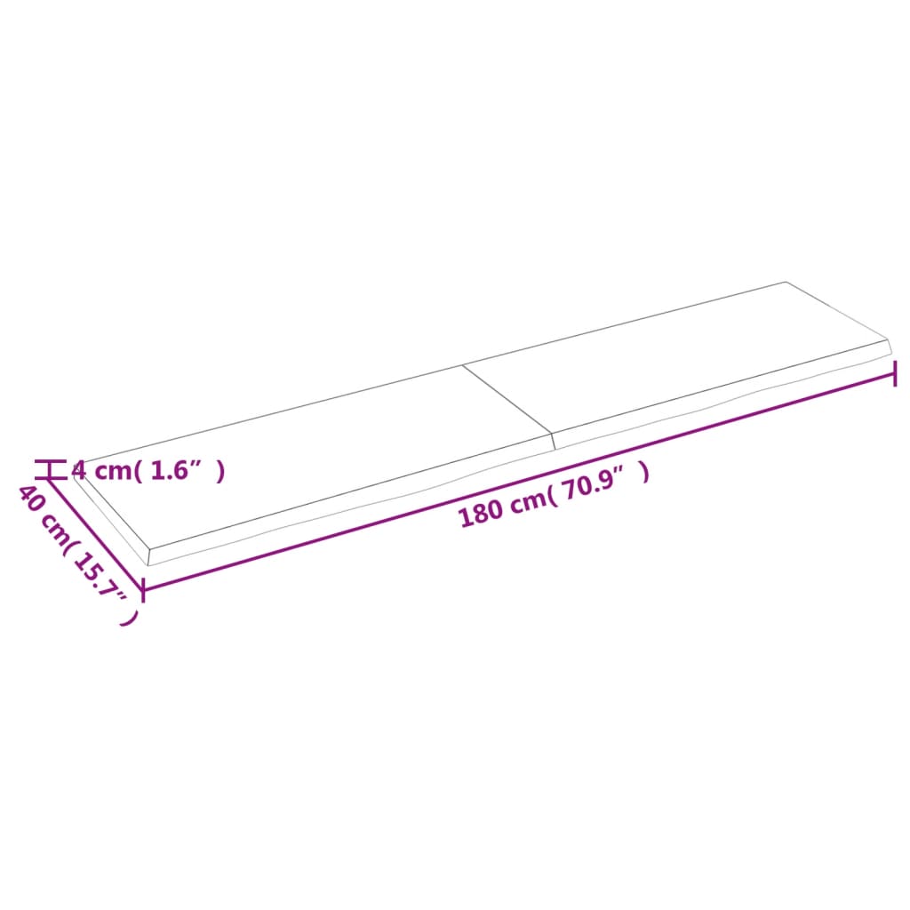 Wandregal Dunkelbraun 180x40x(2-4)cm Massivholz Eiche Behandelt - Pazzar.ch