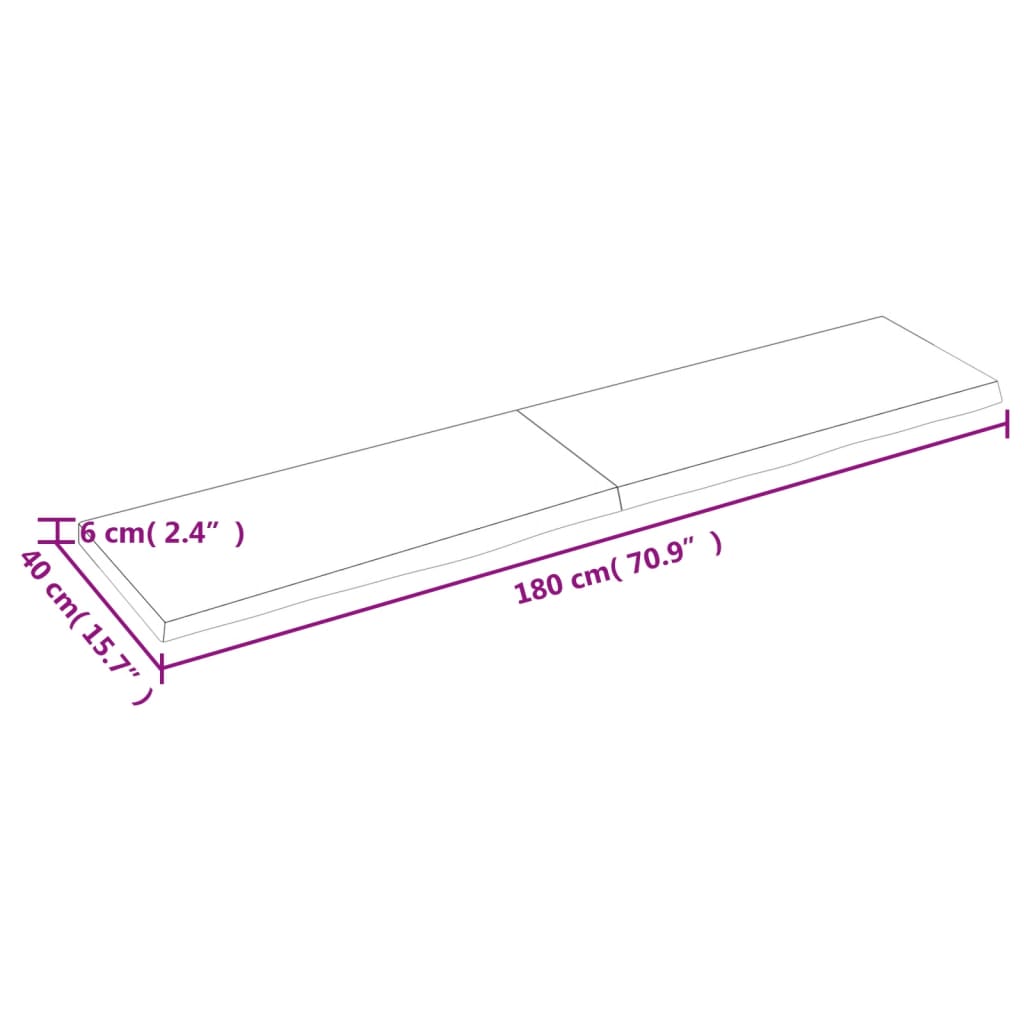 Wandregal Dunkelbraun 180x40x(2-6)cm Massivholz Eiche Behandelt - Pazzar.ch