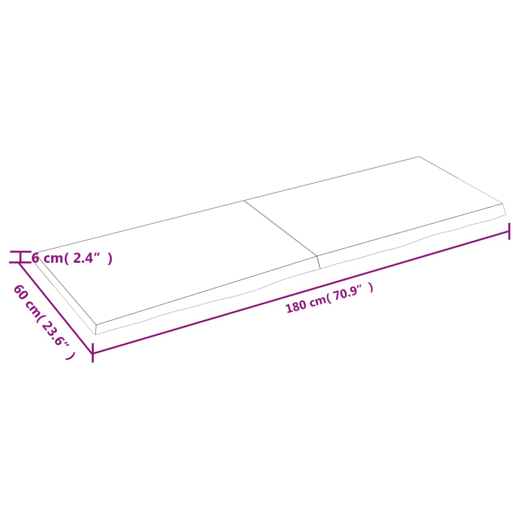 Wandregal Dunkelbraun 180x60x(2-6)cm Massivholz Eiche Behandelt