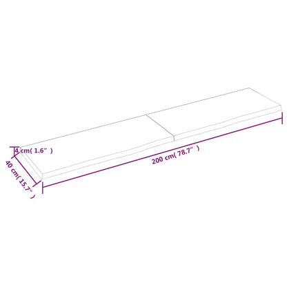 Wandregal Dunkelbraun 200x40x(2-4)cm Massivholz Eiche Behandelt - Pazzar.ch