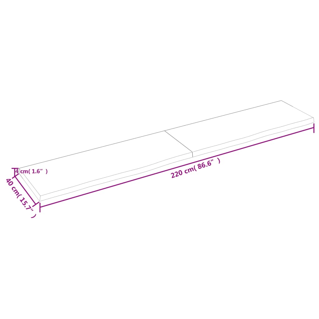 Wandregal Dunkelbraun 220x40x(2-4)cm Massivholz Eiche Behandelt - Pazzar.ch