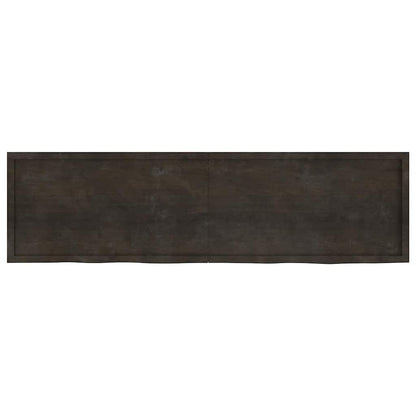 Wandregal Dunkelbraun 220x60x(2-4)cm Massivholz Eiche Behandelt