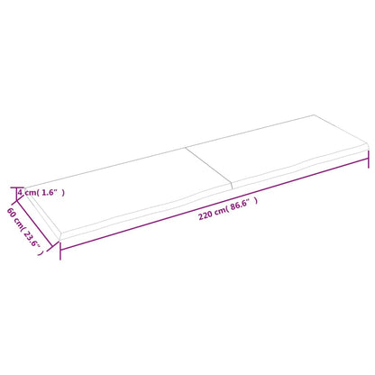 Wandregal Dunkelbraun 220x60x(2-4)cm Massivholz Eiche Behandelt - Pazzar.ch