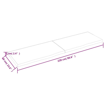 Wandregal Dunkelbraun 220x60x(2-6)cm Massivholz Eiche Behandelt - Pazzar.ch