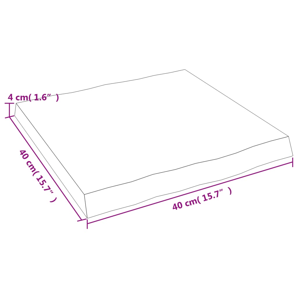 Tischplatte 40x40x(2-4) cm Massivholz Unbehandelt Baumkante - Pazzar.ch