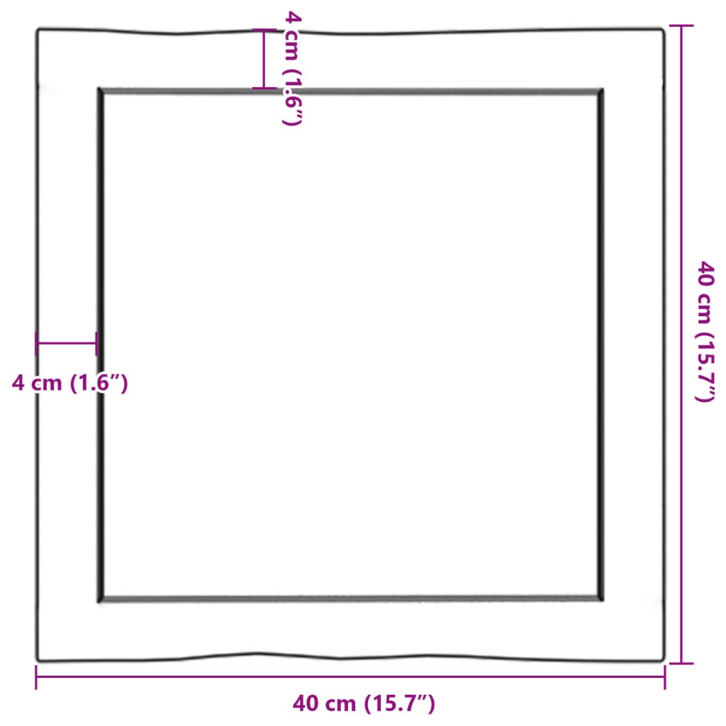 Tischplatte 40x40x(2-4) cm Massivholz Unbehandelt Baumkante