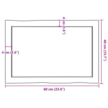 Tischplatte 60x40x(2-4) cm Massivholz Unbehandelt Baumkante - Pazzar.ch