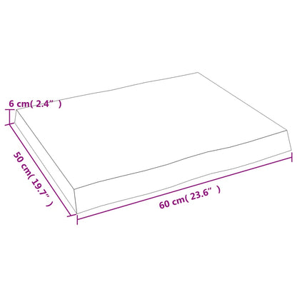 Tischplatte 60x50x(2-6) cm Massivholz Unbehandelt Baumkante - Pazzar.ch