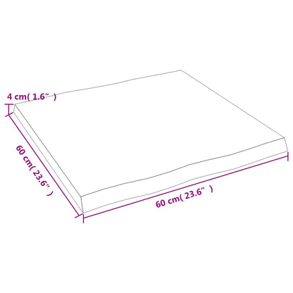 Tischplatte 60x60x(2-4) cm Massivholz Unbehandelt Baumkante - Pazzar.ch