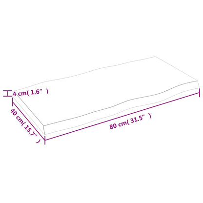 Tischplatte 80x40x(2-4) cm Massivholz Unbehandelt Baumkante - Pazzar.ch