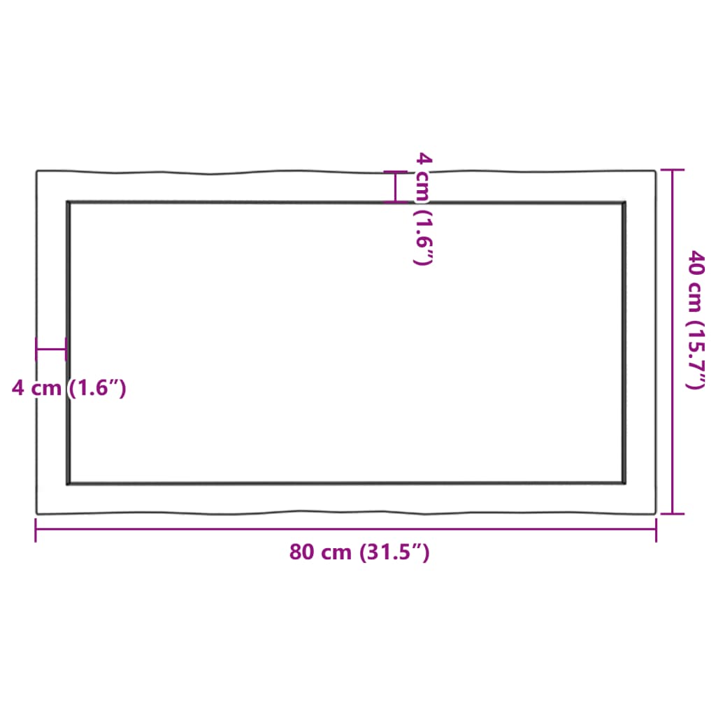 Tischplatte 80x40x(2-4) cm Massivholz Unbehandelt Baumkante - Pazzar.ch