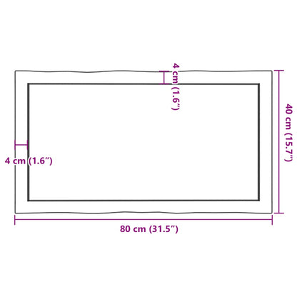 Tischplatte 80x40x(2-4) cm Massivholz Unbehandelt Baumkante - Pazzar.ch