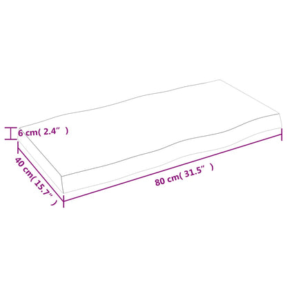 Tischplatte 80x40x(2-6) cm Massivholz Unbehandelt Baumkante - Pazzar.ch