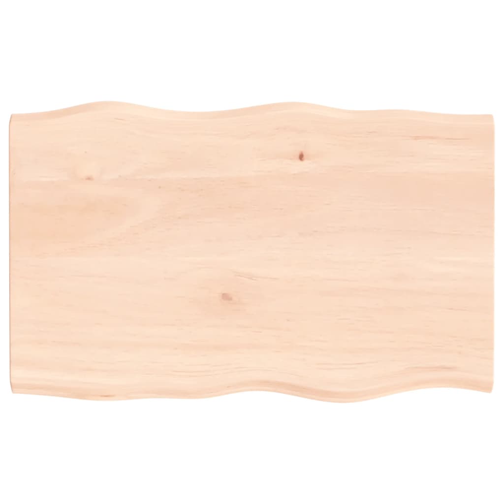 Tischplatte 80x50x2 cm Massivholz Eiche Unbehandelt Baumkante - Pazzar.ch