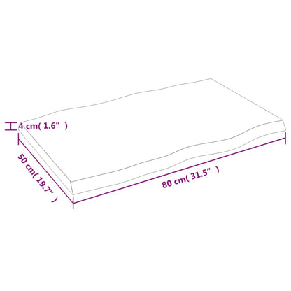 Tischplatte 80x50x(2-4) cm Massivholz Unbehandelt Baumkante - Pazzar.ch