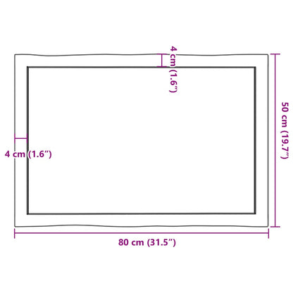 Tischplatte 80x50x(2-4) cm Massivholz Unbehandelt Baumkante - Pazzar.ch