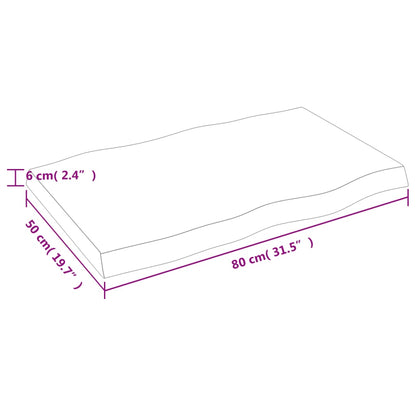 Tischplatte 80x50x(2-6) cm Massivholz Unbehandelt Baumkante - Pazzar.ch