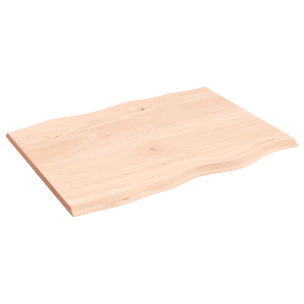 Tischplatte 80x60x2 cm Massivholz Eiche Unbehandelt Baumkante - Pazzar.ch