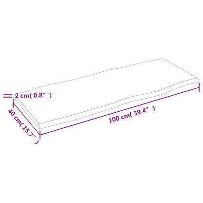 Tischplatte 100x40x2 cm Massivholz Eiche Unbehandelt Baumkante - Pazzar.ch