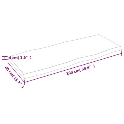 Tischplatte 100x40x(2-4) cm Massivholz Unbehandelt Baumkante - Pazzar.ch