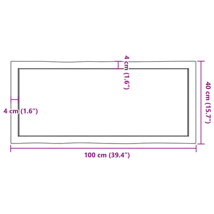 Tischplatte 100x40x(2-4) cm Massivholz Unbehandelt Baumkante - Pazzar.ch