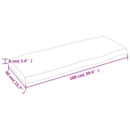 Tischplatte 100x40x(2-6) cm Massivholz Unbehandelt Baumkante - Pazzar.ch