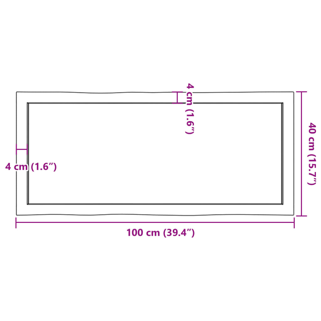 Tischplatte 100x40x(2-6) cm Massivholz Unbehandelt Baumkante - Pazzar.ch