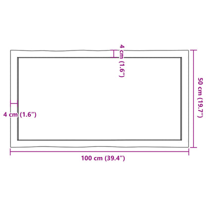 Tischplatte 100x50x(2-4) cm Massivholz Unbehandelt Baumkante - Pazzar.ch