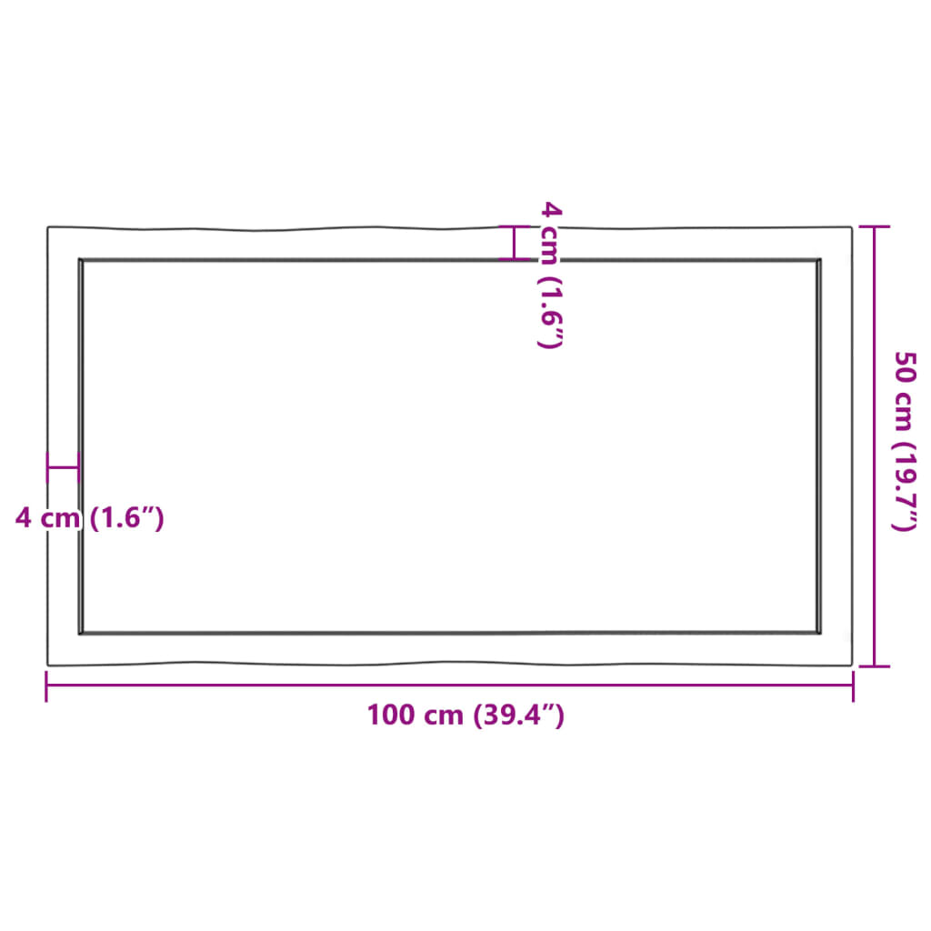 Tischplatte 100x50x(2-6) cm Massivholz Unbehandelt Baumkante - Pazzar.ch