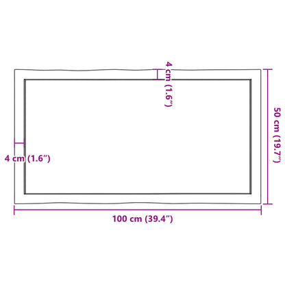 Tischplatte 100x50x(2-6) cm Massivholz Unbehandelt Baumkante - Pazzar.ch